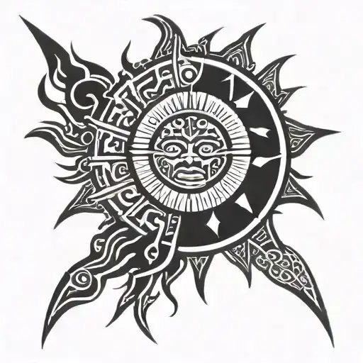 Sun With The Upper Lower Left And Right Sun Rays Longer Than The Other