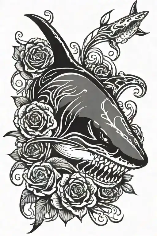 Shark Skull Roses Car