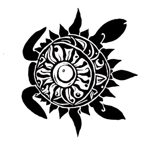 A Turtle With A Sun On Its Shell