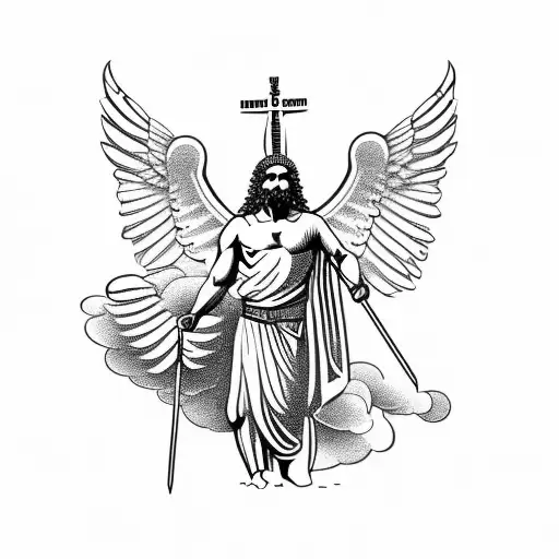 Greek God With Angel Flags