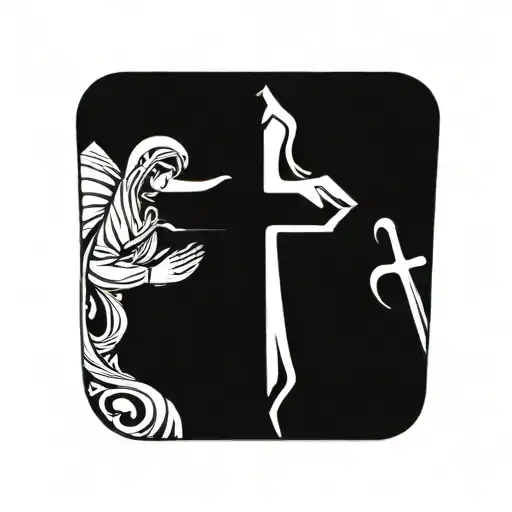 Cross With Mary Praying