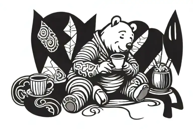 Winnie The Pooh Sitting In A Coffee