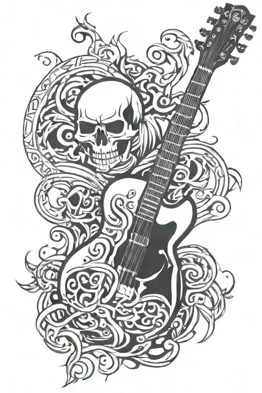 Skull Fire Guitar Intertwined