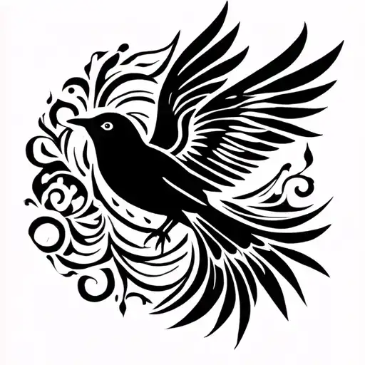 Folk Style Bird Flying