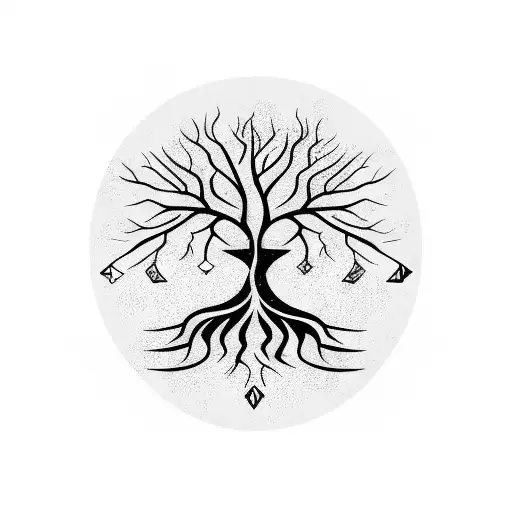 Family Tree With 4 Branches And 2 Main Roots