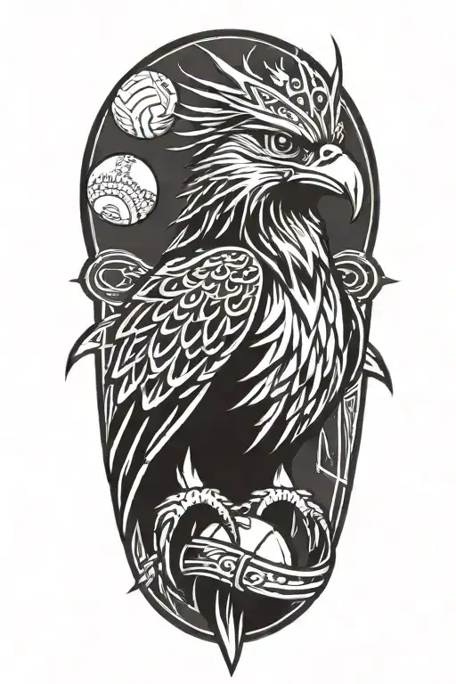 Falcon Wearing A Crown Holding A Giant Baseball