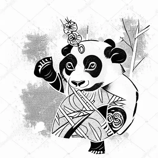 Panda Fighter Dressed In A Kimono