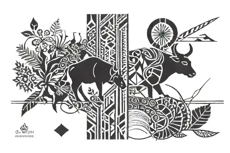 Geometric Tribal Nature Calf Band