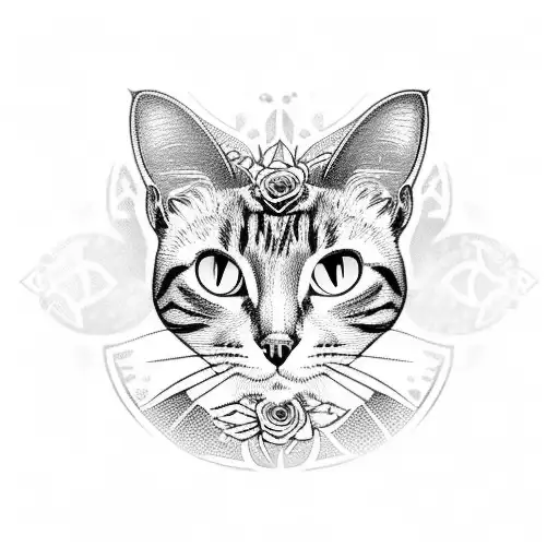 Roses And A Hourglass With A Cat