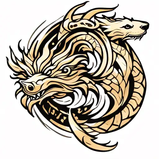 Polar Bear Golden Dragon Turtle