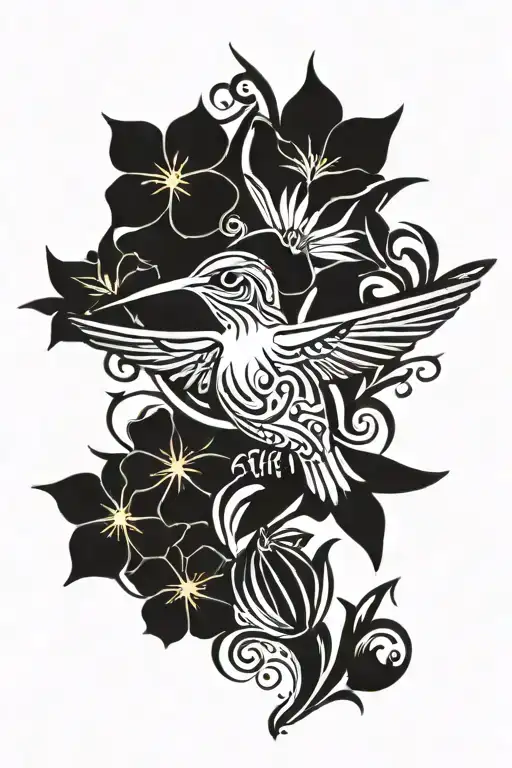 Hummingbird Surrounded By Flowers