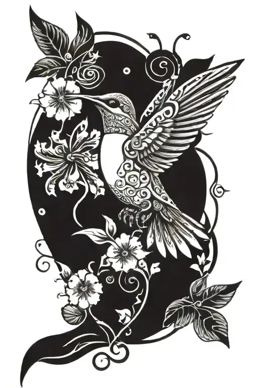 Hummingbird Surrounded By Flowers