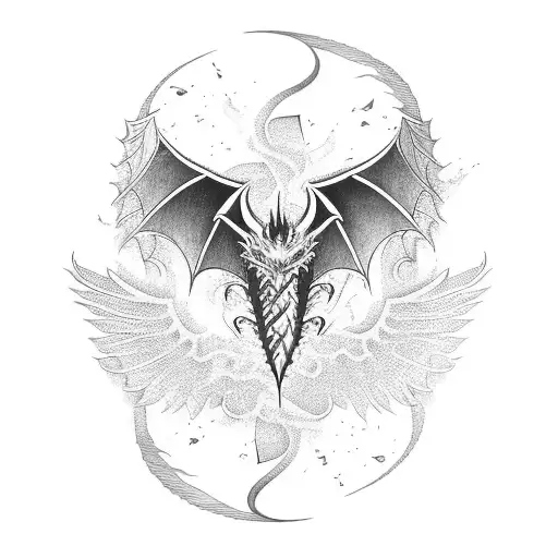 Dragon Having Fire Wings