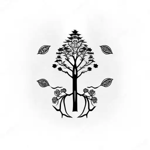 Tree With Leafs And Skulls And Sakura