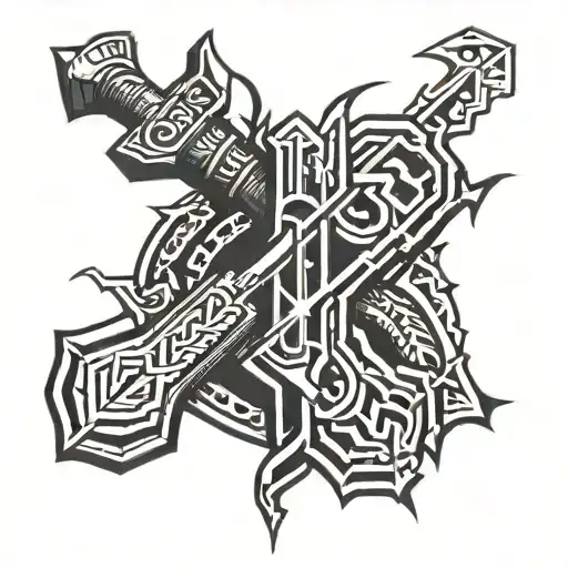 Norse God Thor Hammer And Lightning