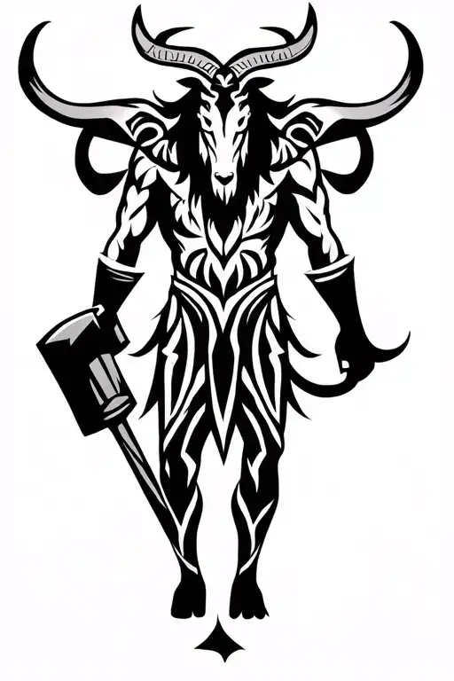 Minotaur Legend Standing Guard With Hammer