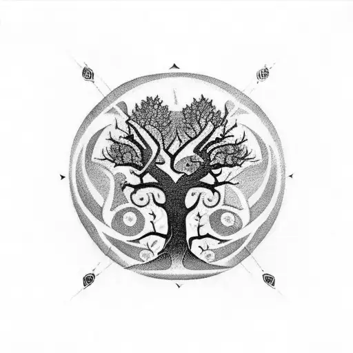 Norse Tree Of Life With Two Ravens