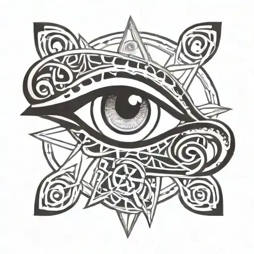 Horus Eye And Triquetra Symbol Intertwined
