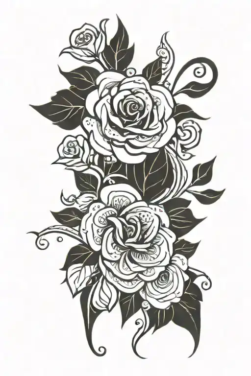 Nordic And Rose Tattoo Design