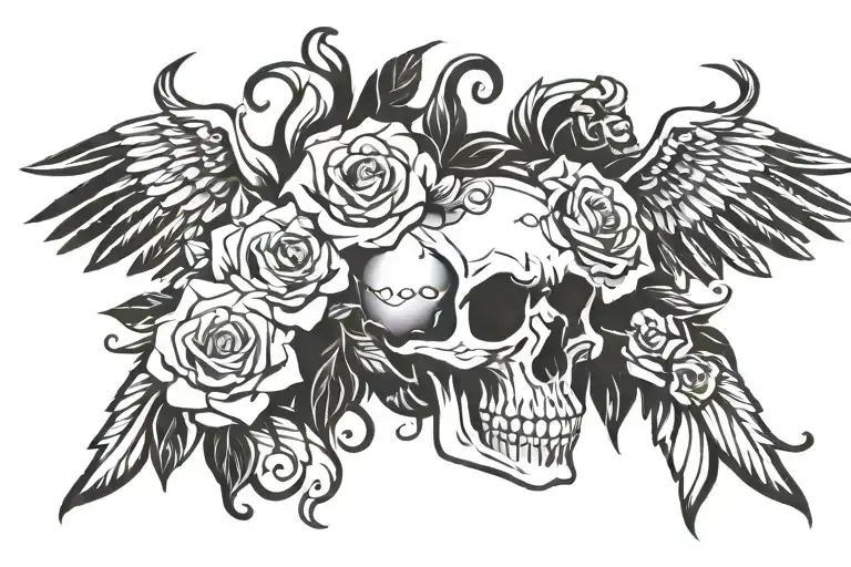 Zodiac Sign Virgo Roses Skull Laza Wings