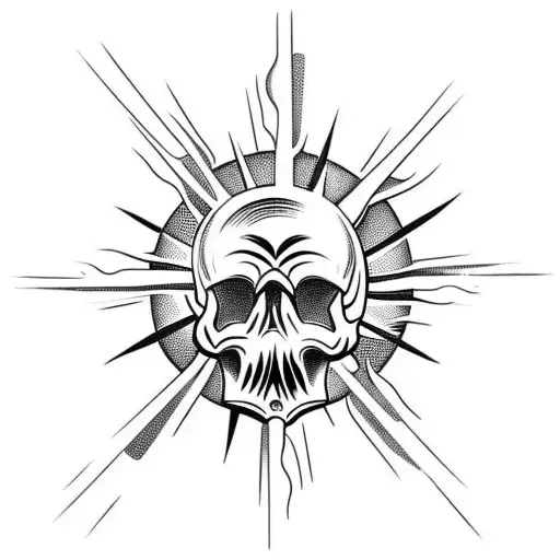 Skull Coming Out Of A Sun