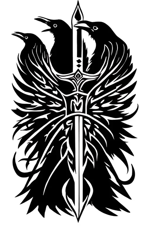 Odin Spear With Your Raised Hand Crows