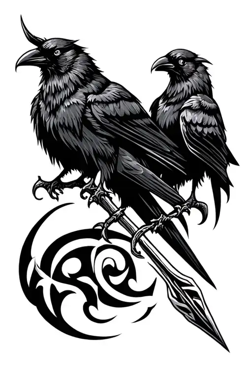 Odin Spear With Their Crows