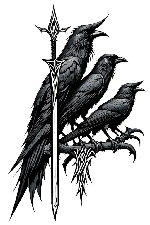 Odin Spear With Their Crows
