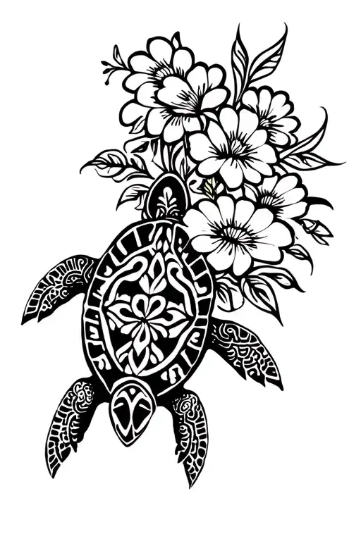 Turtle With Flowers