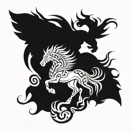 Horse With Snakes And Griffins Fighting