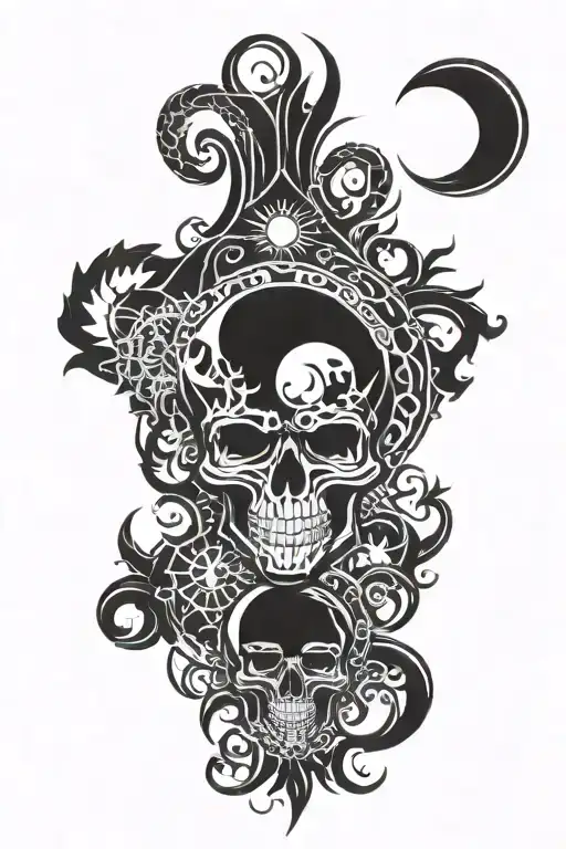 Scales With Sun And Moon Skulls