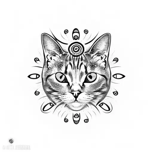 Cat Head With Spiral Eyes