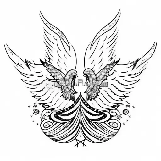 Angel Wings Made Of Feathers And Stars