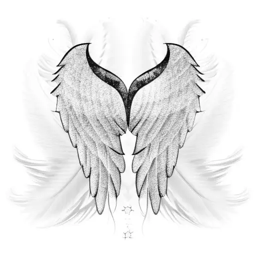 Angel Wings Made Of Feathers And Stars