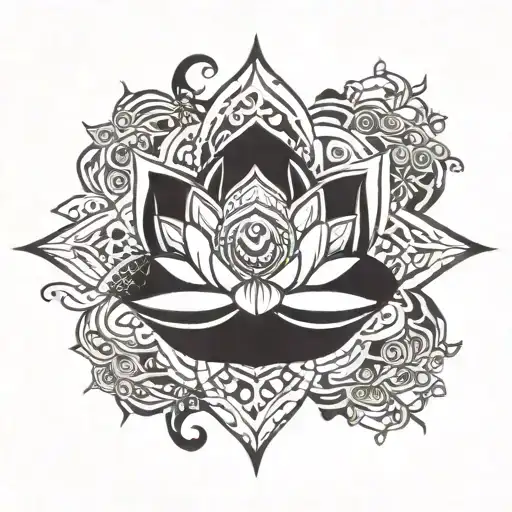 Lotus Depicting Awareness Third Eye Depicts Acceptance And Waves Depicts Surrender