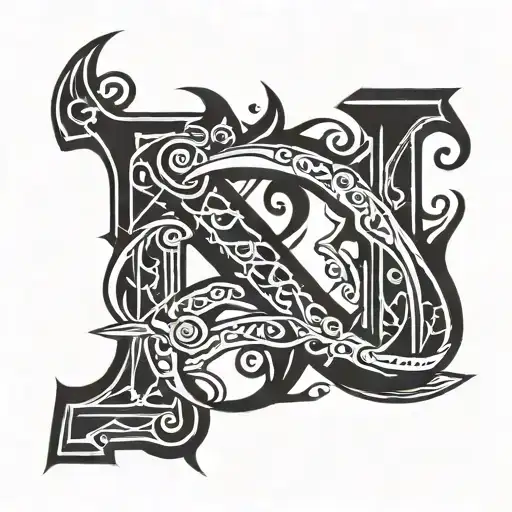 Letter H With Sword Going