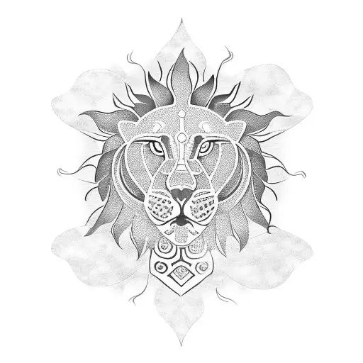 Tribal Sun Lion Water Lily