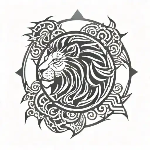 Lion Circle Made Made Looking Right Shoulder