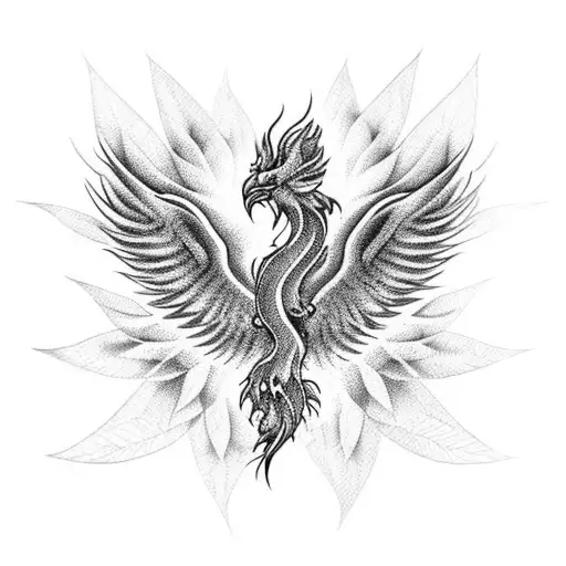 Phoenix Rising From Weed Leaf