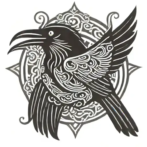 Raven Surrounded By Dara Knot
