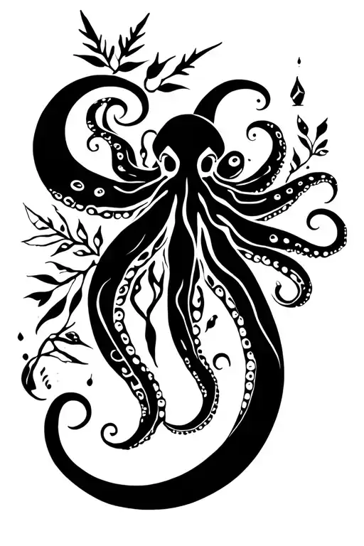 Octopus And Plants And Cristals