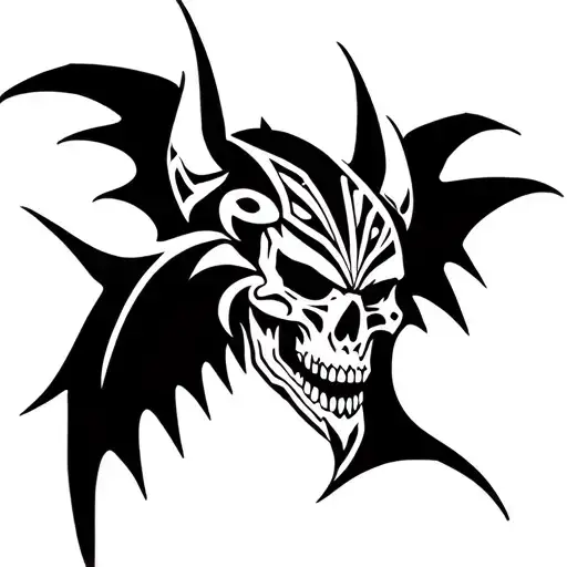 Aztec Bat Winged Skull