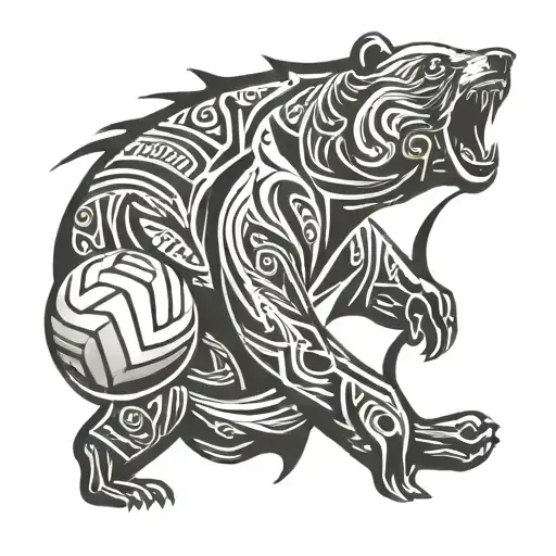 Bear And Volleyball