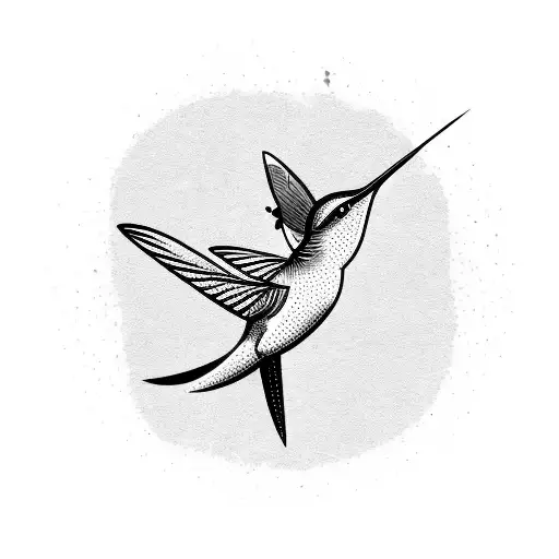 Humming Bird With A Straw In Beak