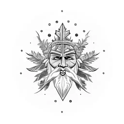 The Nordic Green Man With A Tribal Ring Around Him