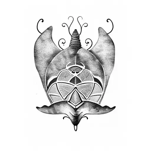 Masculine Butterfly Using A Whale A Manta Ray And A Turtle