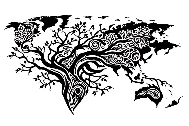 Back Tatto World Tree
