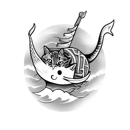 Cat Riding A Narwhal