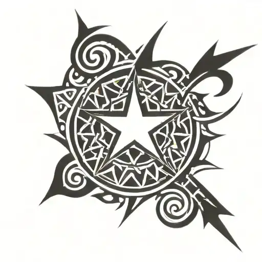Star In Two Circles Written With Crown Made