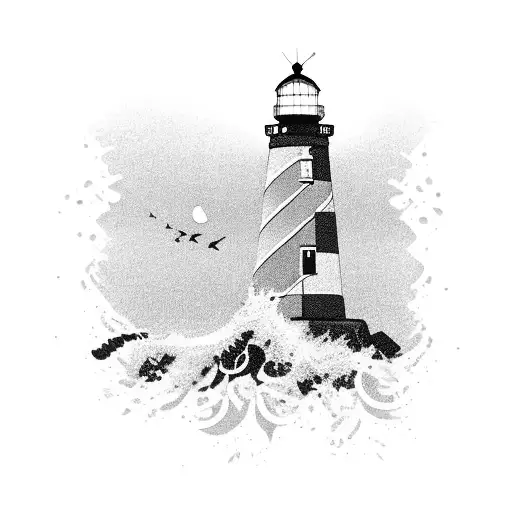 Lighthouse With Purple Cancer Ribbion